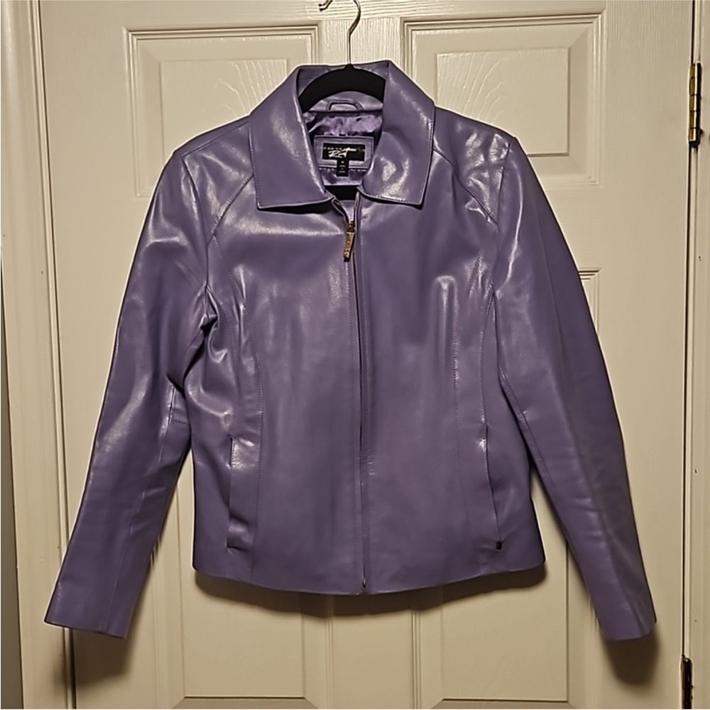 Black Rivet Lilac Leather Jacket